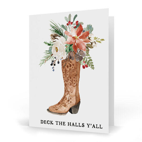 Winter Floral Boot Folded Holiday Cards
